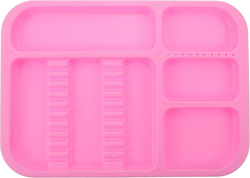 comfrt Instrument Tray Dental Dentist Instrument Tray Autoclavable Tray Plastic Tray Divided Separate Tray Pink - Image 1