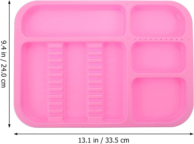 comfrt Instrument Tray Dental Dentist Instrument Tray Autoclavable Tray Plastic Tray Divided Separate Tray Pink - Image 2