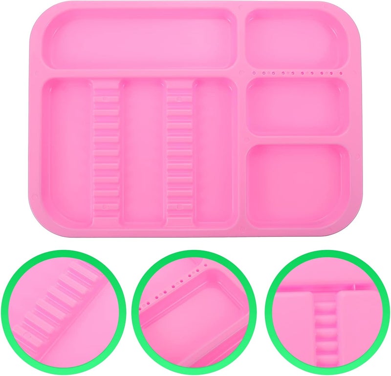comfrt Instrument Tray Dental Dentist Instrument Tray Autoclavable Tray Plastic Tray Divided Separate Tray Pink - Image 3