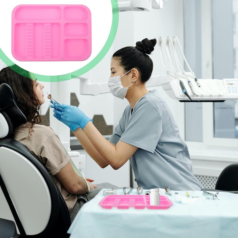 comfrt Instrument Tray Dental Dentist Instrument Tray Autoclavable Tray Plastic Tray Divided Separate Tray Pink - Image 4