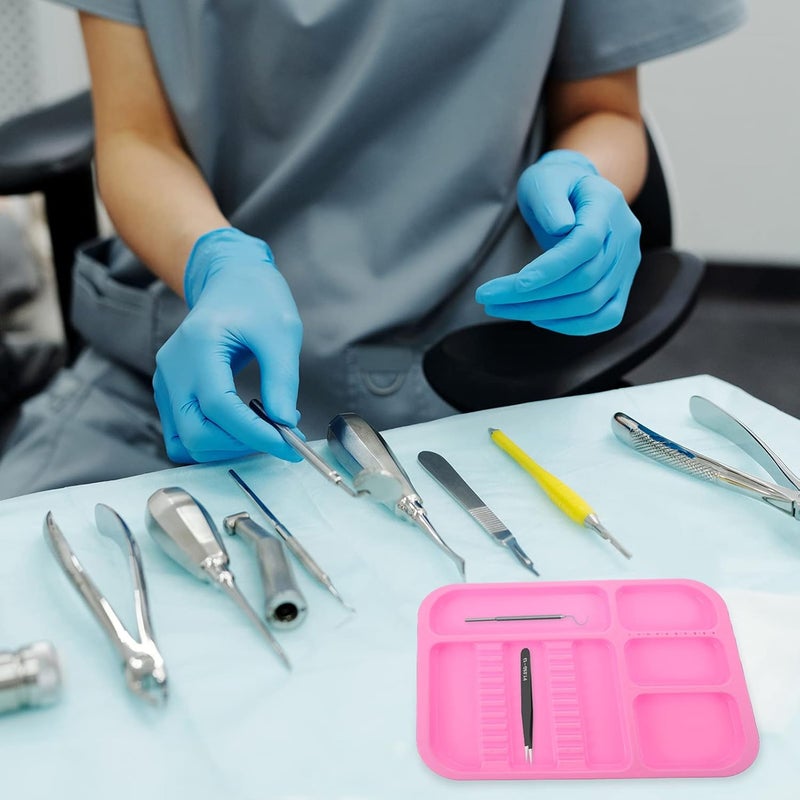 comfrt Instrument Tray Dental Dentist Instrument Tray Autoclavable Tray Plastic Tray Divided Separate Tray Pink - Image 5