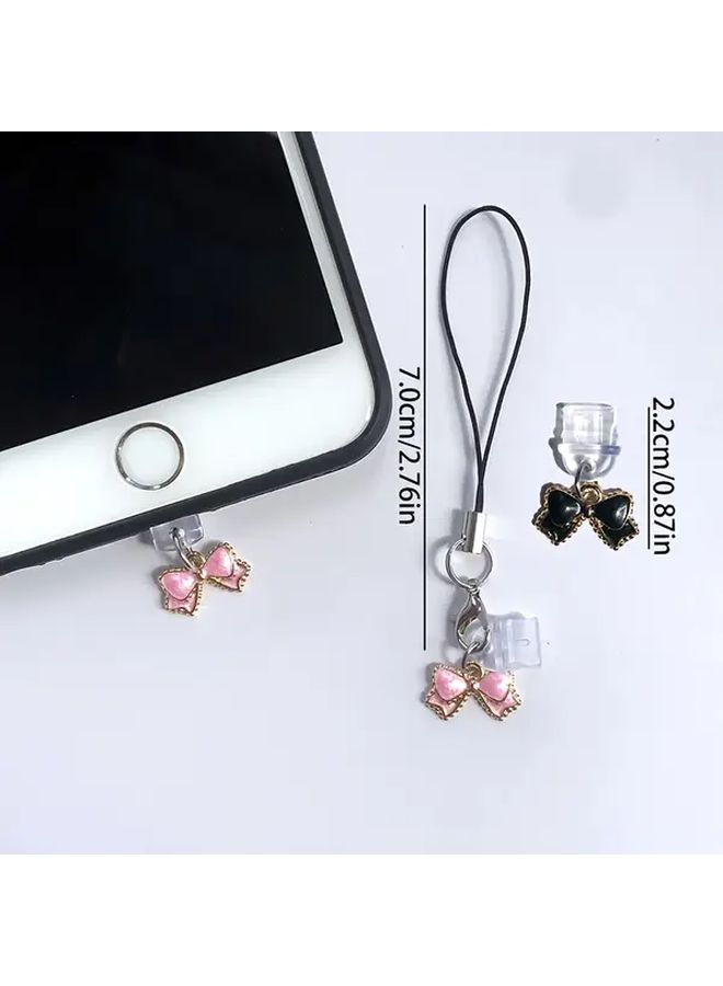 7pcs Bow Tie Phone Dust Plug Set For Type C With Lanyards Prevent Loss - Image 2