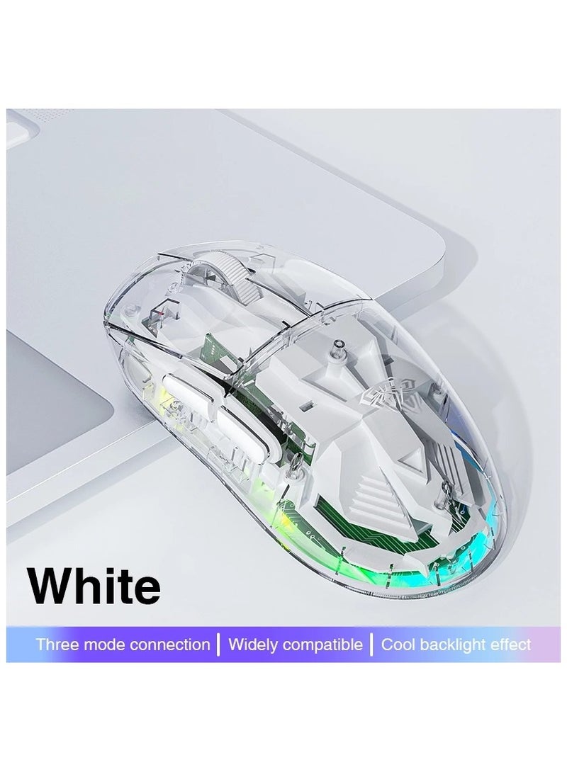 أولا فأرة ألعاب AULA SC660 لاسلكية بلوتوث 2.4G ثلاثية الاتصال بيضاء خفيفة الوزن قابلة للشحن بدقة 10000DPI - Image 2