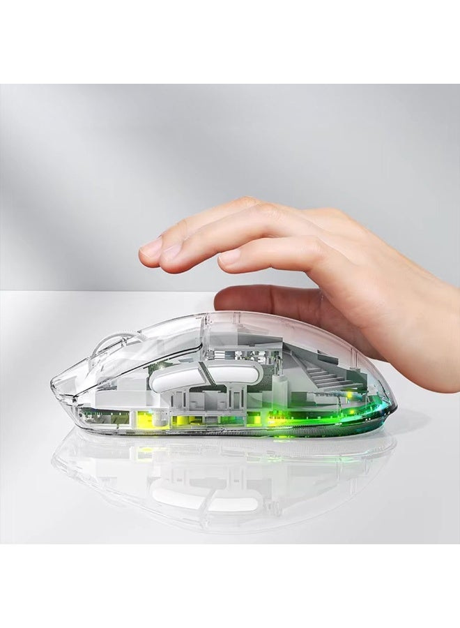 أولا فأرة ألعاب AULA SC660 لاسلكية بلوتوث 2.4G ثلاثية الاتصال بيضاء خفيفة الوزن قابلة للشحن بدقة 10000DPI - Image 5