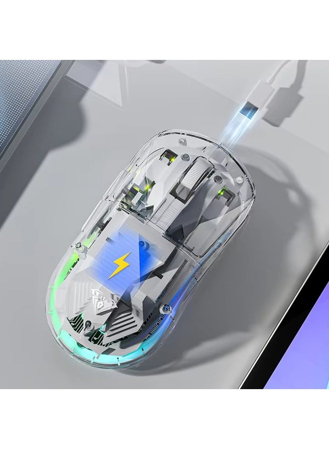 أولا فأرة ألعاب AULA SC660 لاسلكية بلوتوث 2.4G ثلاثية الاتصال بيضاء خفيفة الوزن قابلة للشحن بدقة 10000DPI - Image 3