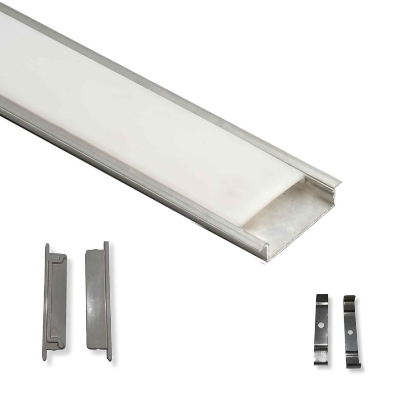 ABAJ إضاءة أباج 50x12 مم شريط LED 1 متر ملف ألومنيوم مستطيل مخفي مع غطاء منتشر وأغطية نهاية ومشابك تثبيت بدون LED حزمة من 1 - Image 1