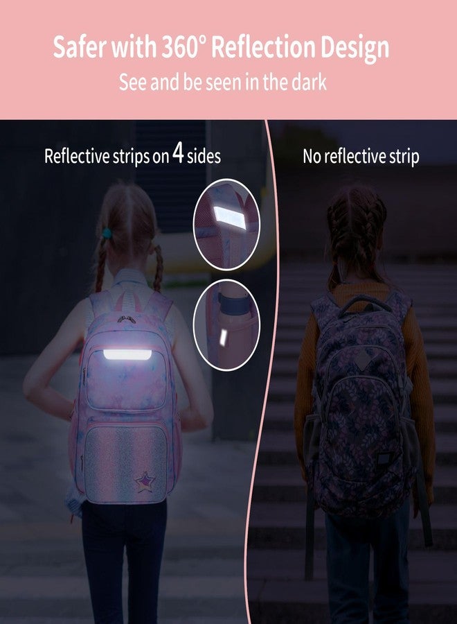 BrainyBees Kids Backpack for Boys Girls - 15 Inch Preschool Kindergarten Backpack for Kids Aged 4 to 7, A Pink Tie-dye, 15 Inch, 2 Front Pockets - Image 5