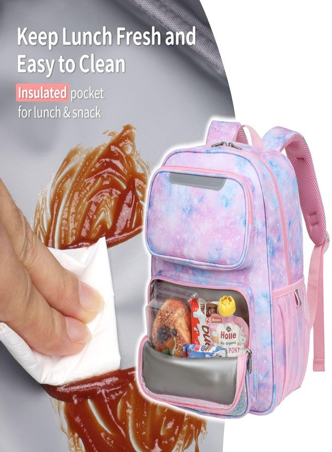 BrainyBees Kids Backpack for Boys Girls - 15 Inch Preschool Kindergarten Backpack for Kids Aged 4 to 7, A Pink Tie-dye, 15 Inch, 2 Front Pockets - Image 3