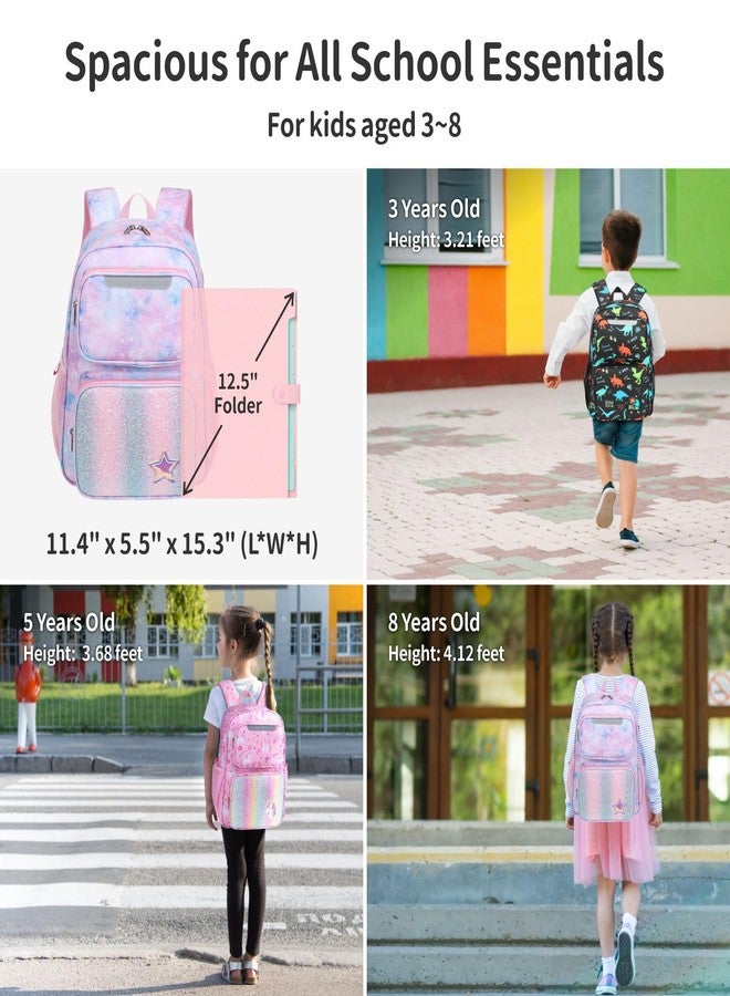 BrainyBees Kids Backpack for Boys Girls - 15 Inch Preschool Kindergarten Backpack for Kids Aged 4 to 7, A Pink Tie-dye, 15 Inch, 2 Front Pockets - Image 2