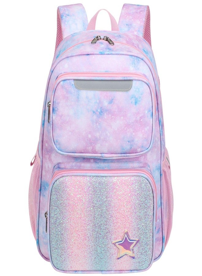 BrainyBees Kids Backpack for Boys Girls - 15 Inch Preschool Kindergarten Backpack for Kids Aged 4 to 7, A Pink Tie-dye, 15 Inch, 2 Front Pockets - Image 1