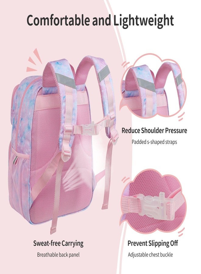 BrainyBees Kids Backpack for Boys Girls - 15 Inch Preschool Kindergarten Backpack for Kids Aged 4 to 7, A Pink Tie-dye, 15 Inch, 2 Front Pockets - Image 4