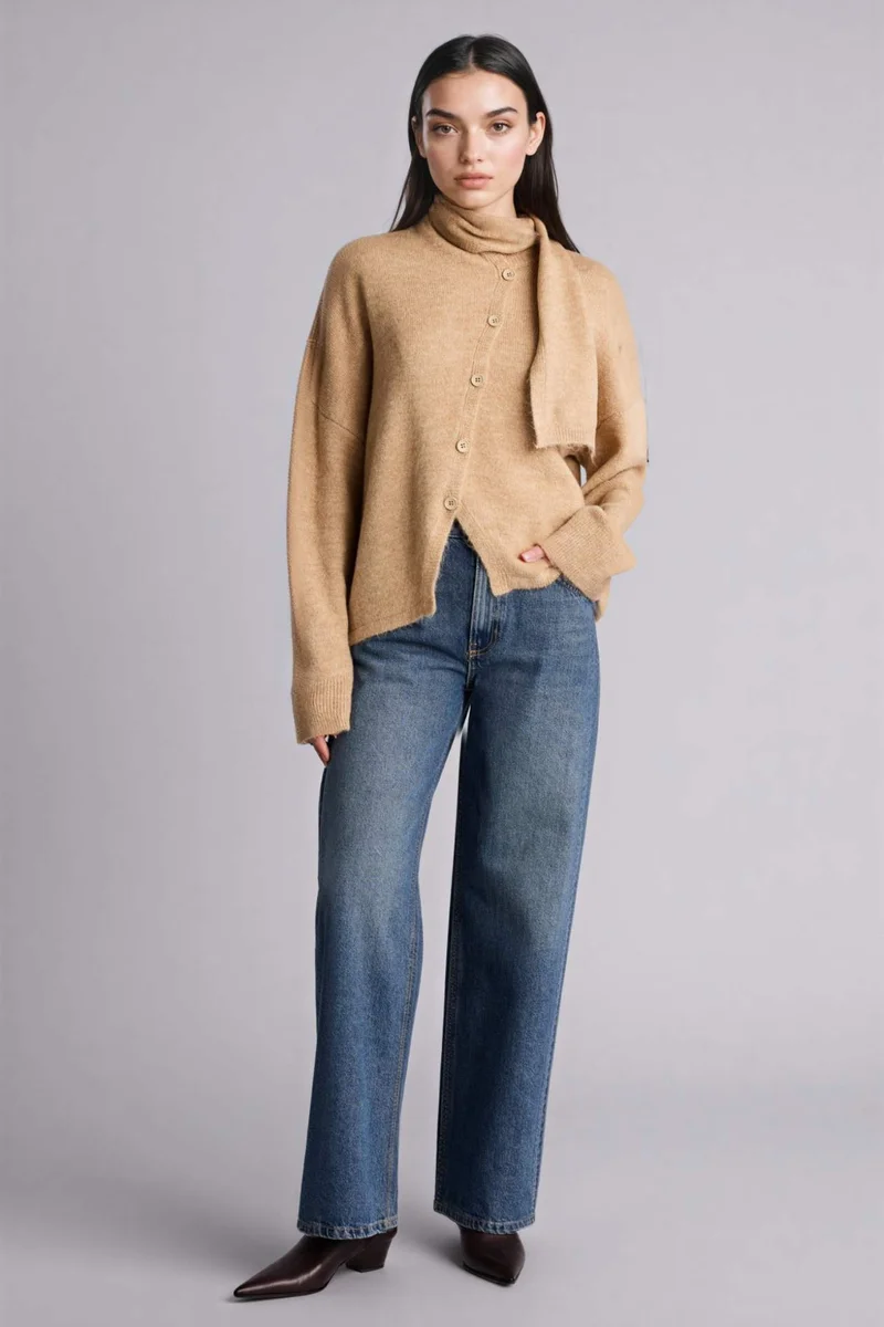 DeFacto Regular Fit Crew Neck Knitwear Cardigan