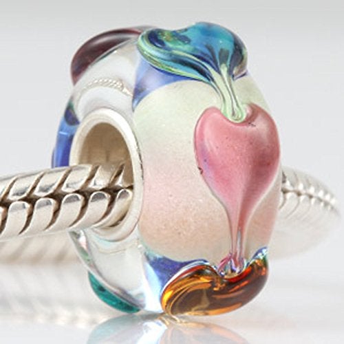 LAMOONY Lampwork Murano Charm 925 Sterling Silver Glass Bead Flower Pendant Leaf for DIY Charms Bracelet - Image 2