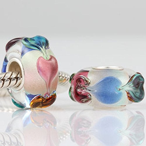 LAMOONY Lampwork Murano Charm 925 Sterling Silver Glass Bead Flower Pendant Leaf for DIY Charms Bracelet - Image 3