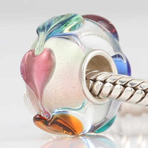 LAMOONY Lampwork Murano Charm 925 Sterling Silver Glass Bead Flower Pendant Leaf for DIY Charms Bracelet - Image 5