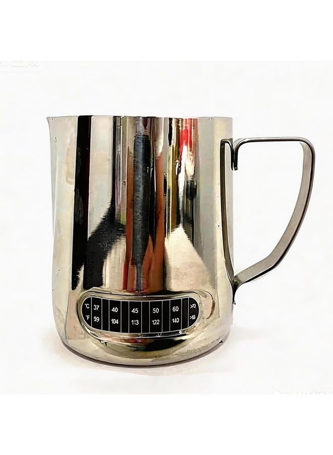 UZER Milk Frothing Pitcher for Coffee, Barista Steaming Jug (21 Ounces with Thermomete Integrated) - Image 1