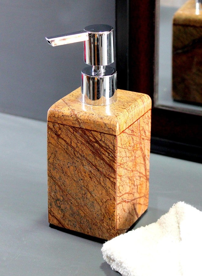 KLEO Soap / Lotion Dispenser - Made of Genuine Indian Marble - Luxury Bathroom Accessories Bath Set - Brown - Image 2