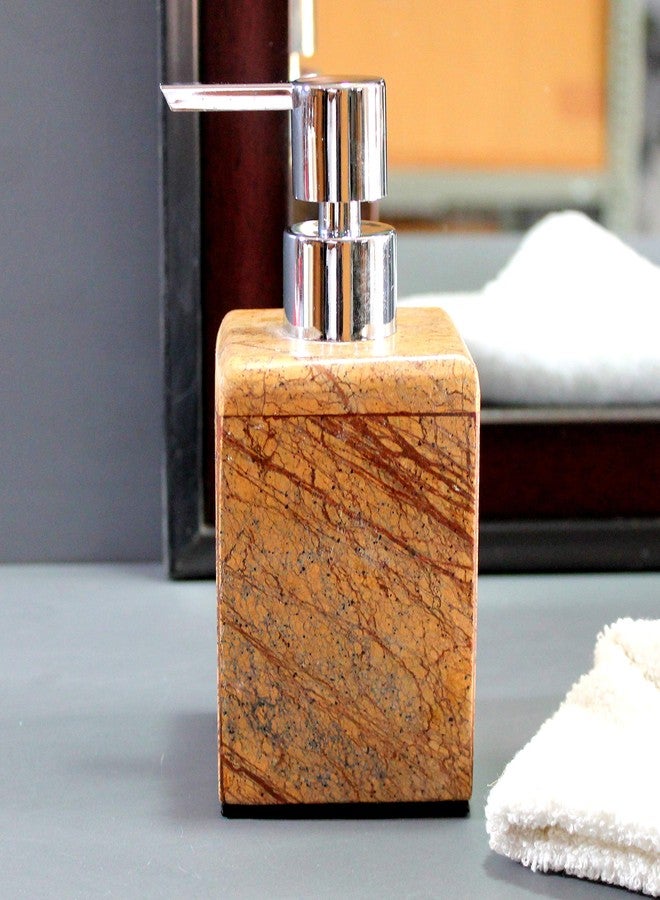KLEO Soap / Lotion Dispenser - Made of Genuine Indian Marble - Luxury Bathroom Accessories Bath Set - Brown - Image 1