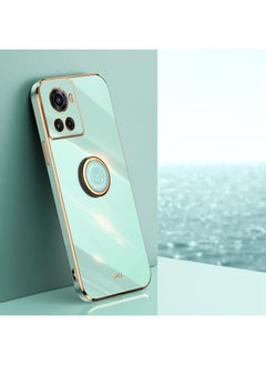 Case Cover For For OnePlus Ace XINLI Straight Edge 6D Electroplate TPU Phone Case with Ring Holder(Mint Green)