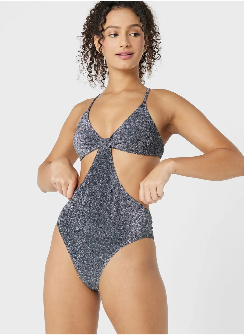Cotton On Body Printed Knot Detail Swimsuit