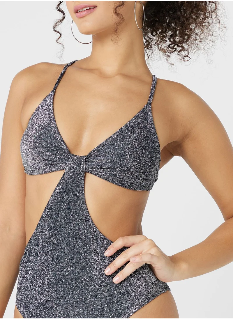 Cotton On Body Printed Knot Detail Swimsuit