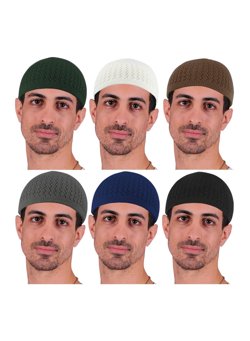 SYOSI 6 Pieces Brimless Hats for Men and Women Docker Hat Casual No Brim Hat Visor-Less Flip Hat Sailor Skullcap Buckle Knit Kufi Hat Under Helmet Beanie Hats - Image 1