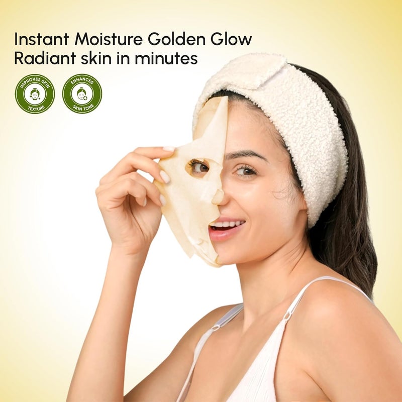 Kara Beauty Gold Facial Sheet Mask Pack of 6 Radiance Brightening Formula Dermatologically Tested Alcohol Paraben Free 20Minute Treatment - Image 4