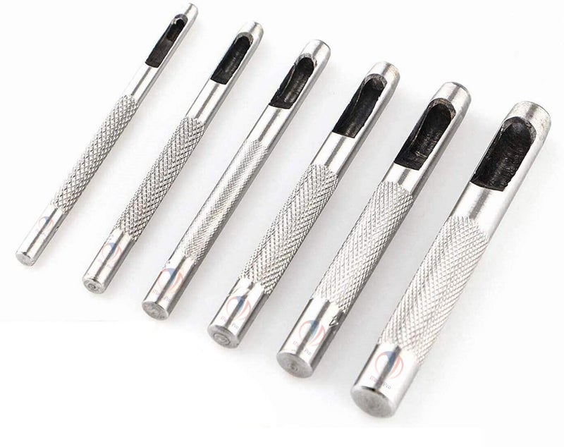 Mass Pro Mass Pro Hollow Round Leather Hole Punch 6 Pcs Set For Leather Watch Band Leather Gasket Belt Fabric Canvas Paper Plastics 18 to 516 3mm to 8mm  - Image 1
