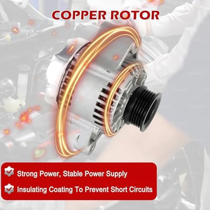 Kessocco 90A 12V CW 5-Groove Pulley Alternator 13754 1012119580 AND0187 Replacement for 1997-2001 Toyota Camry Solara 2.2L - Image 4