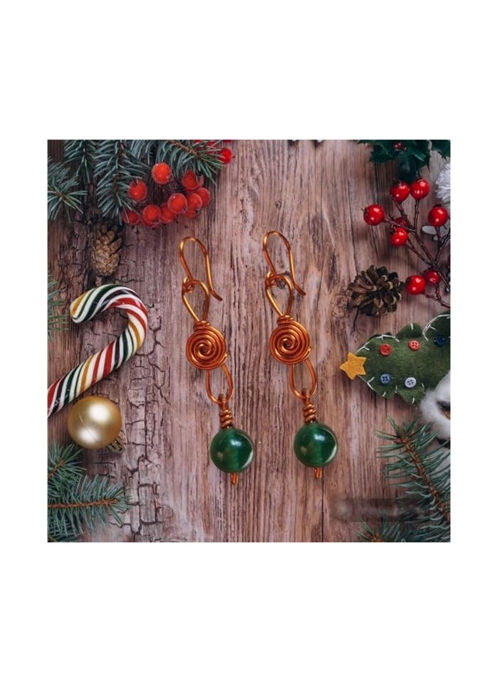 JC jimmycom Plated Copper wire and Stones Short Dangle Drop Earrings,Women earrings, earrings for women,earrings,earrings set unique,accessories,plated copper earrings   ( Brazilian oily green stone )  Length: 6.5 Cm ; Width: 1 Cm  , Weight:  6.8 grams  - Image 3