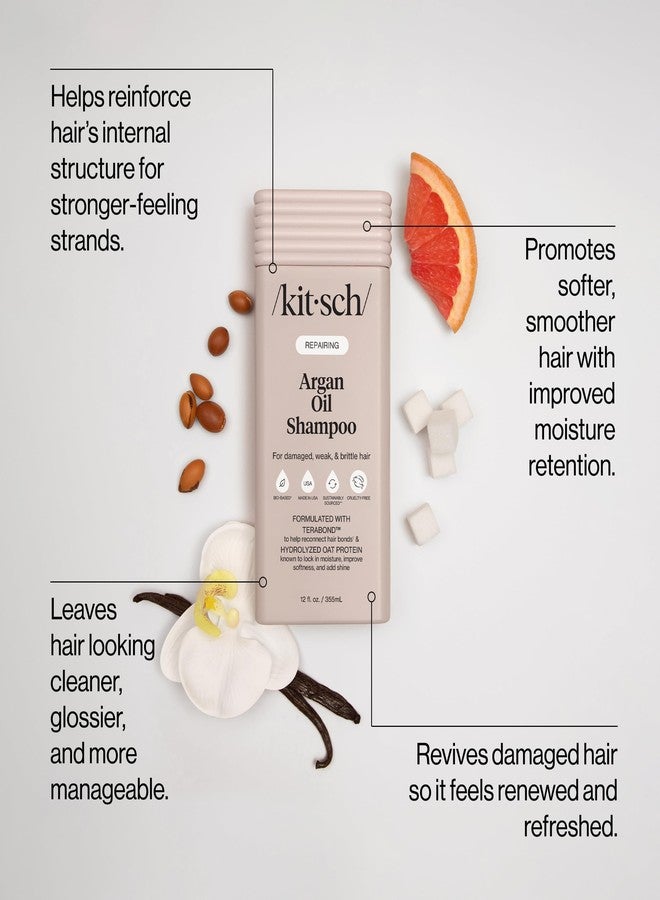 Kitsch Repairing Argan Oil Liquid Shampoo for Men and Women with Terabond™ – Argan Oil for Hair, Repairs & Renews Damaged, Weak, & Brittle Hair – Color-Safe, Clean Hair Care, Made in USA – 12 oz - Image 2