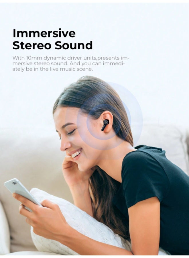 havit True Wireless Earbuds with Active Noise Cancellation (ANC), Dual Mic ENC, 10mm Dynamic Drivers, Bluetooth Earphones for Music & Calls, 55ms Low Latency Gaming Mode, Dual Device Connection, Wireless Headphones for Gaming, Stereo Sound, 16H Battery Life with Charging Case – Black - Image 4
