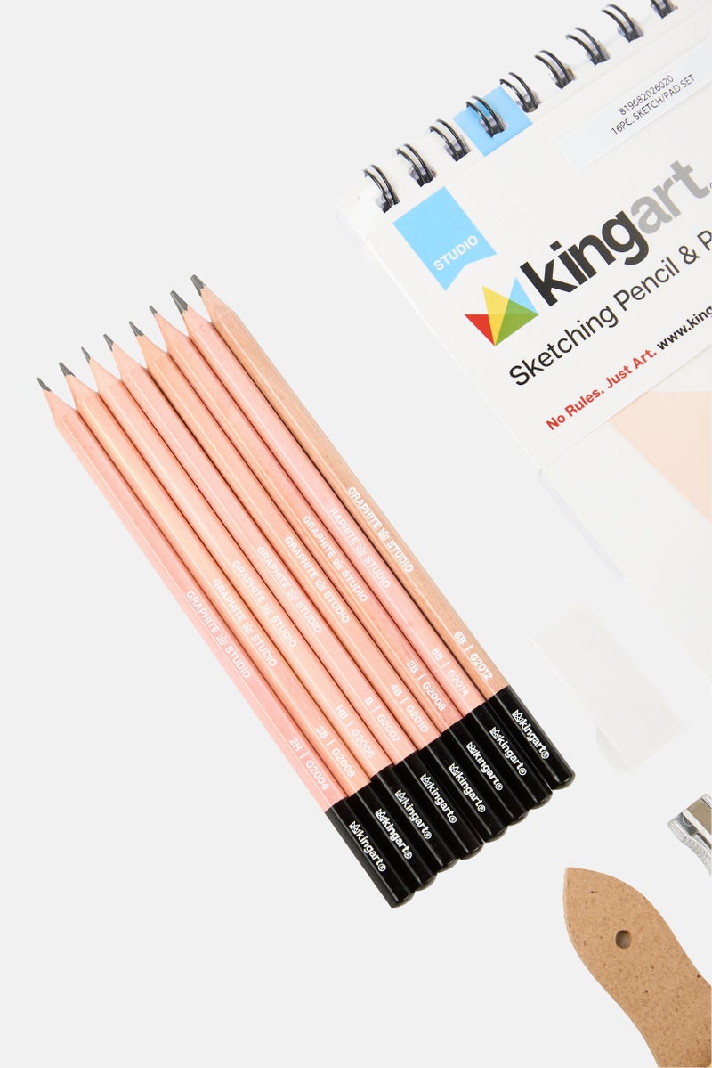 KINGART 16 Piece Sketching Pencil And Pad Set, Multicolor  - Image 3