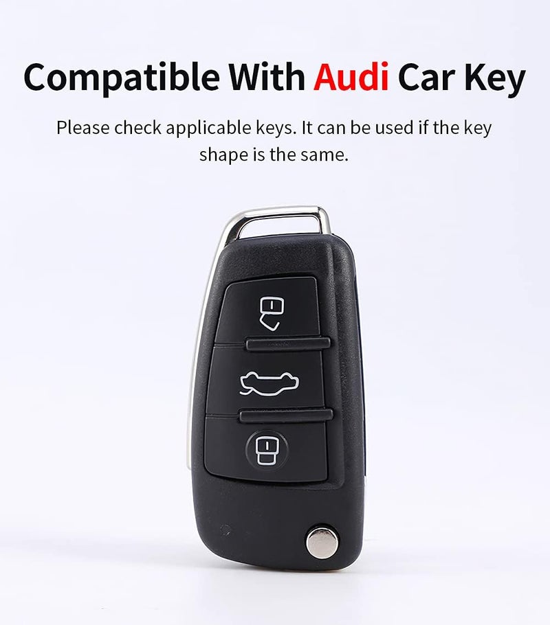 ONTTO Leather Car Key Case for Audi Models - Key Fob Cover with Keyring - Image 2
