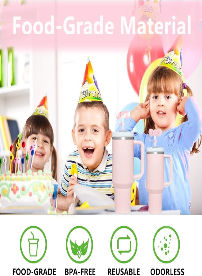 3 Pcs Lovely Bow Straw Covers Cap Toppers Compatible with Stanley 30&40 oz Tumbler Cups,Reusable Cute Silicone Straw Tips Lids Protectors for 0.4 in/10mm Stanley Cups Straws Accessories