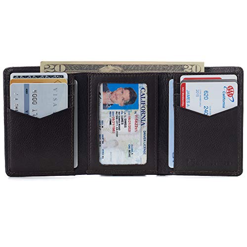 Alpine Swiss Men's Leon RFID Trifold Pocket Wallet – Genuine Leather Wallet for Men, Slim Design with ID Window & Multiple Card Slots, Classic RFID Safe Pocket Wallet in gift box Brown - Image 2