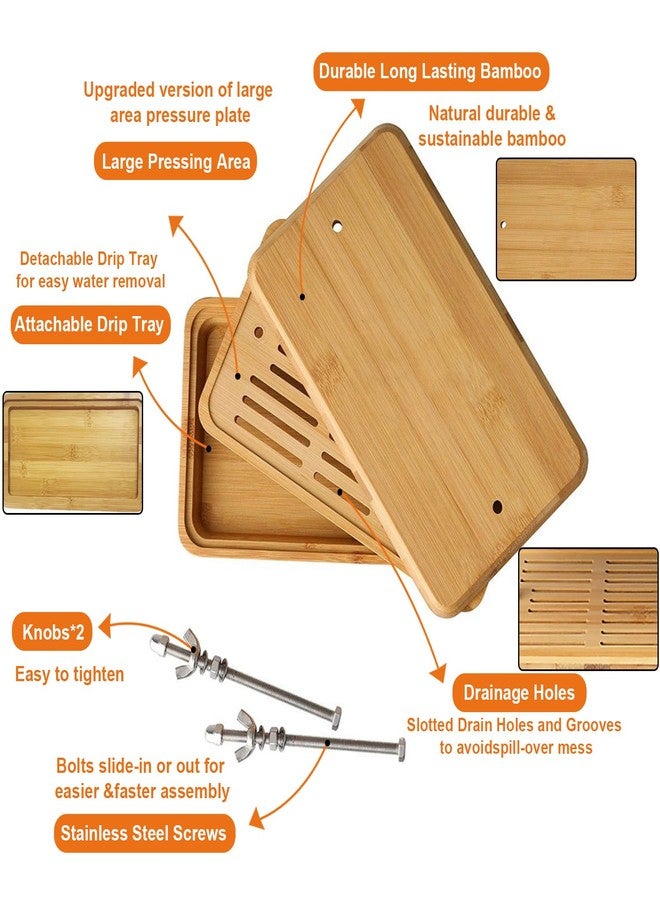 Glowgath Tofu Press,Large Bamboo Tofu Press with Tofu Strainer,Drip Tray and Cheesecloth, BPA Free,Easy to Clean,Easily Remove Water from Silken/Firm/Extra Firm Tofu,Great Gift for Tofu Lover - Image 2
