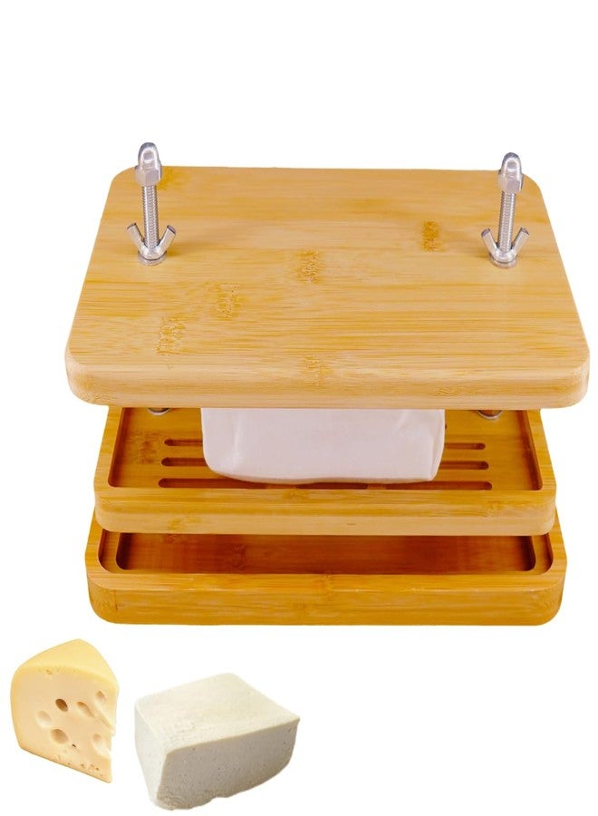 Glowgath Tofu Press,Large Bamboo Tofu Press with Tofu Strainer,Drip Tray and Cheesecloth, BPA Free,Easy to Clean,Easily Remove Water from Silken/Firm/Extra Firm Tofu,Great Gift for Tofu Lover - Image 1