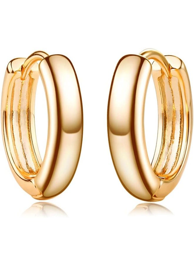 Mevecco Women Huggie Earrings Gold Hoop 14K Gold Filled Small Simple Handmade Hypoallergenic Everyday Jewelry - Image 1