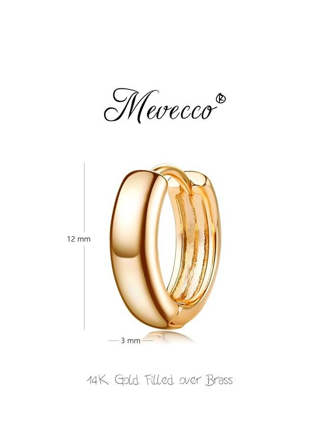 Mevecco Women Huggie Earrings Gold Hoop 14K Gold Filled Small Simple Handmade Hypoallergenic Everyday Jewelry - Image 4