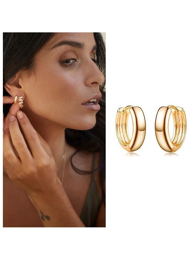 Mevecco Women Huggie Earrings Gold Hoop 14K Gold Filled Small Simple Handmade Hypoallergenic Everyday Jewelry - Image 3