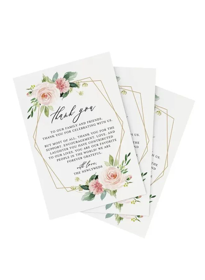 50pcs Elegant Floral Thank You Cards with Envelopes For Wedding Party - Image 5
