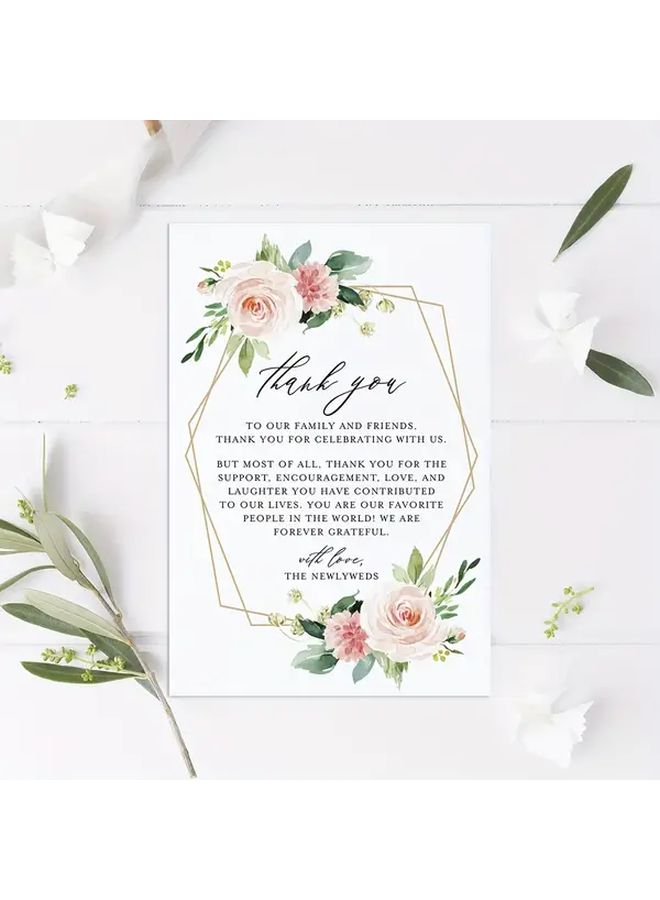 50pcs Elegant Floral Thank You Cards with Envelopes For Wedding Party - Image 3