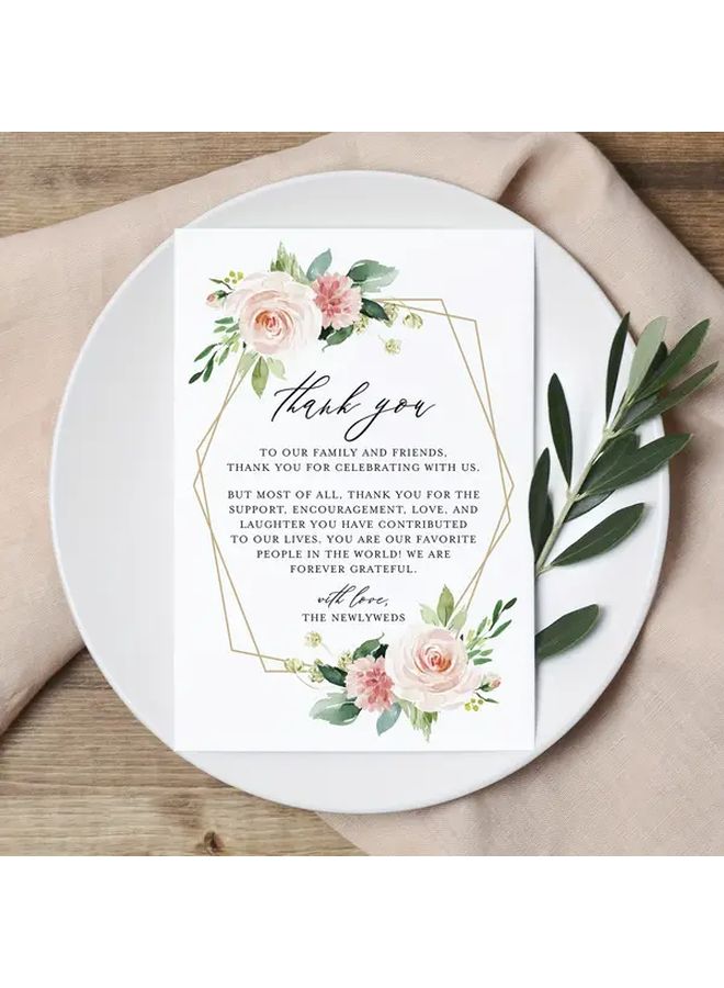 50pcs Elegant Floral Thank You Cards with Envelopes For Wedding Party - Image 1