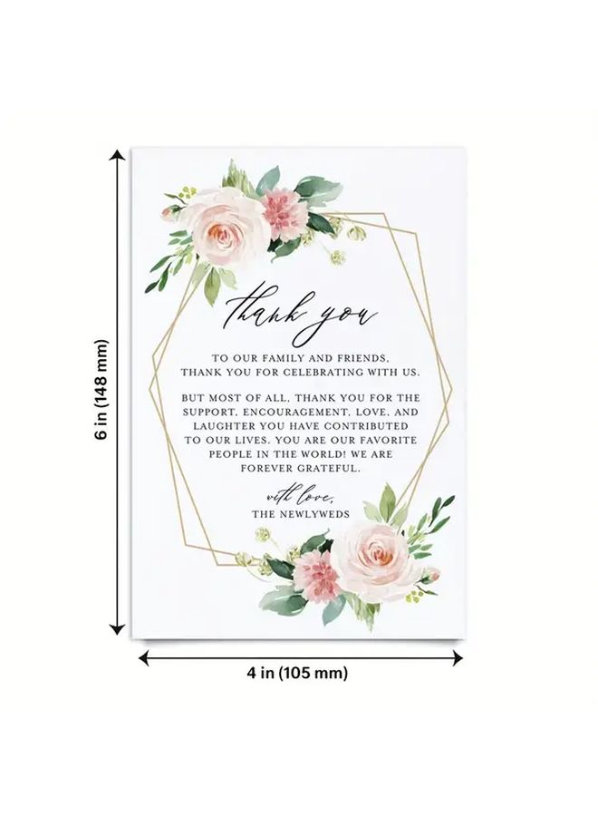 50pcs Elegant Floral Thank You Cards with Envelopes For Wedding Party - Image 2