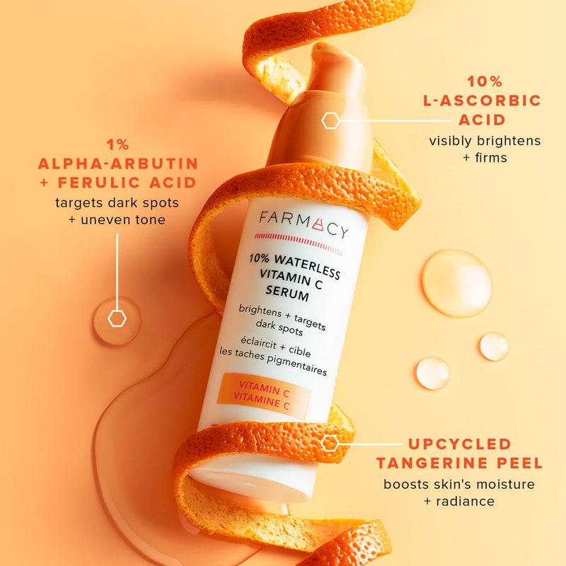 Farmacy 10% Vitamin C Serum for Face - Brightening Vitamin C Face Serum to Firm + Smooth Skin Texture - L Ascorbic Acid + Tangerine Peel Infused Skin Care to Hydrate and Even Skin Tone (30ml) - Image 4