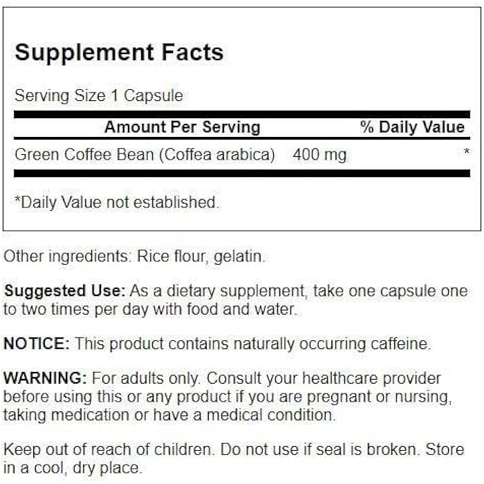 Swanson Full Spectrum Green Coffee Bean 400 Milligrams 60 Capsules - Image 2