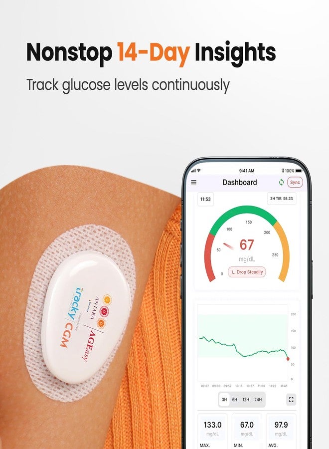 AGEasy مستشعر Antara AGEasy (Max Group) لمراقبة الجلوكوز المستمرة | مستشعر لاصق بدون إبرة لمراقبة الجلوكوز المستمرة | تتبع سكر الدم في الوقت الفعلي | عمر المستشعر 14 يومًا، متين ومقاوم للماء، يوضع على الذراع أو البطن، 480 قراءة يوميًا، سهل الاستخدام - Image 3