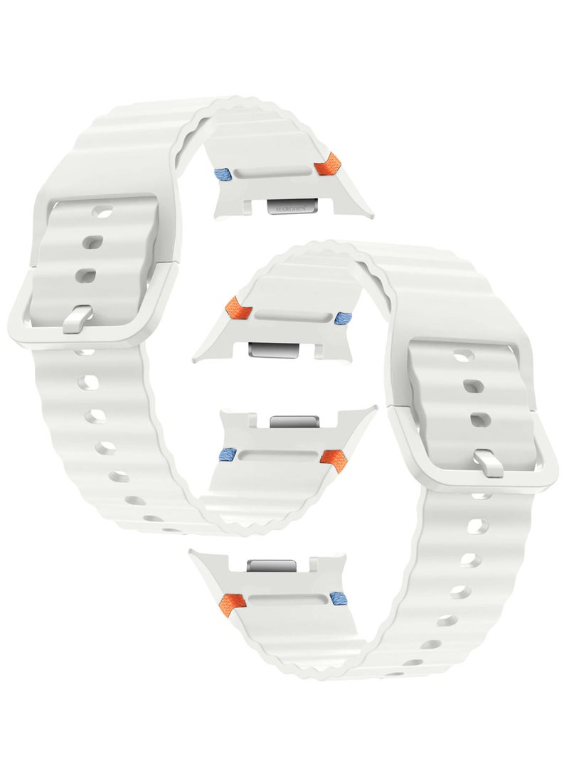 CATANES Silicone Ocean Band for Samsung Galaxy Watch 8 Classic 46mm and Watch 8 40mm 44mm - Sport Band Strap - White - Image 3
