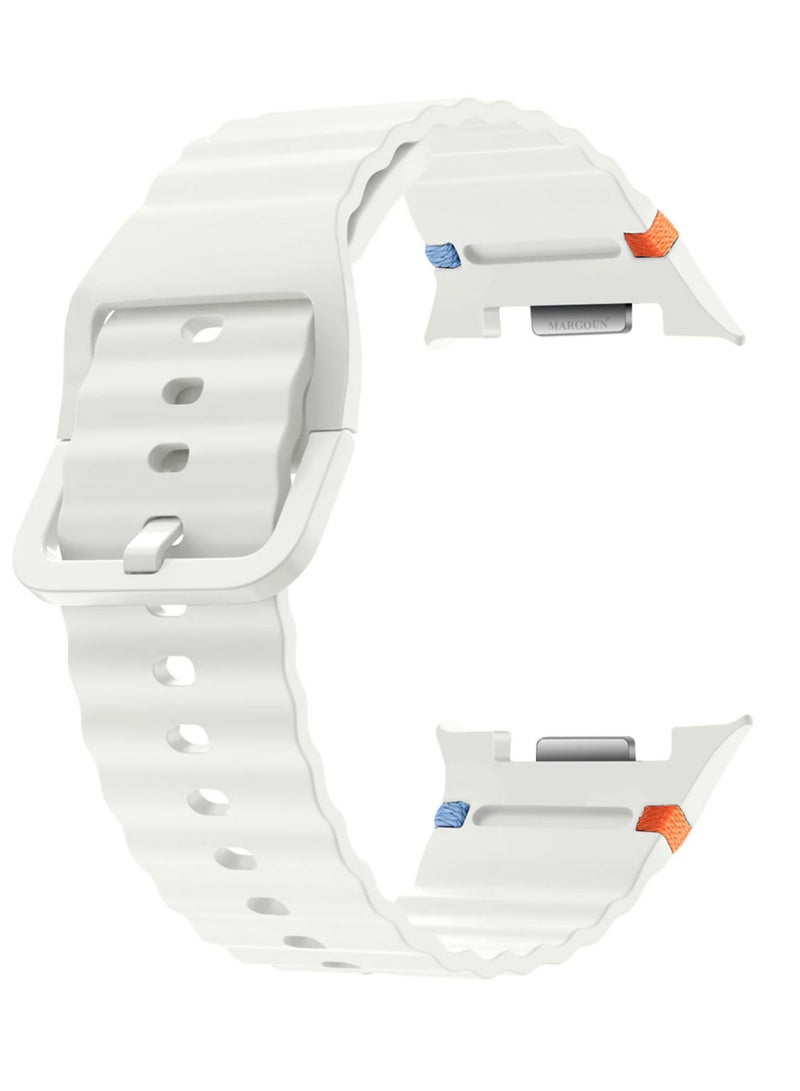CATANES Silicone Ocean Band for Samsung Galaxy Watch 8 Classic 46mm and Watch 8 40mm 44mm - Sport Band Strap - White - Image 1